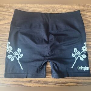 Civil Regime Biker Shorts XL Black Flame Graphic Stretch